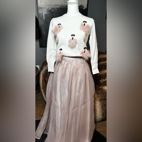 Lolita White Knit Faux Fur Sweater Y2K Barbie Core (fendi style) - Picture 7 of 8